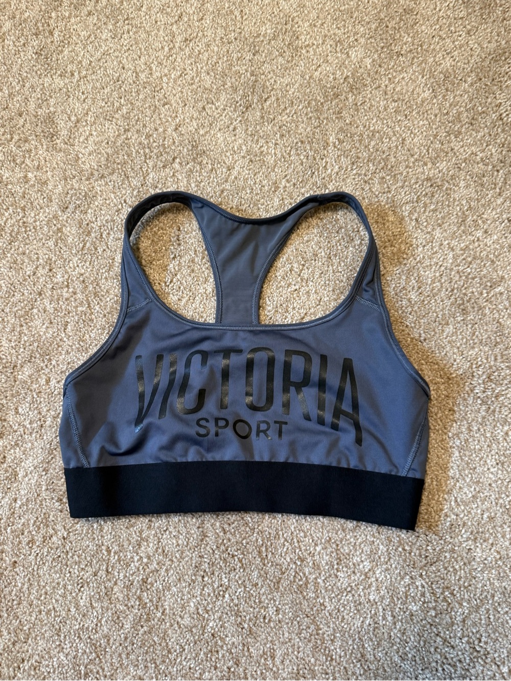 Victoria's Secret Gray and Black Racerback Sports Bra Size Medium